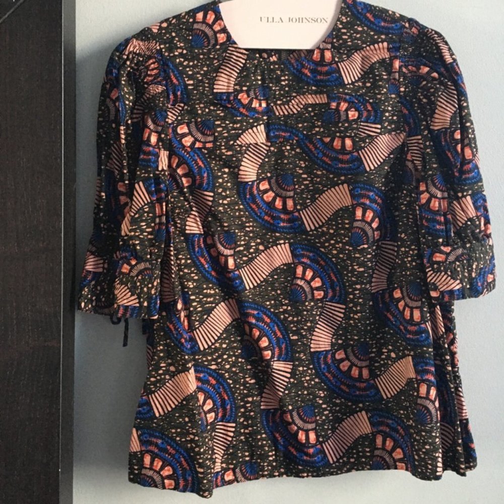 Ulla Johnson Ema top-Army- pattern cotton top